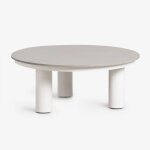 Table basse de jardin ronde Ø80 cm en pierre fritte et aluminium umeko gris