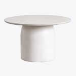 Table basse de jardin ronde en ciment (�75 cm) layana blanc gris�tre