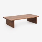 Table basse rectangulaire de jardin 140x65 cm en bois d'acacia noira brun acacia