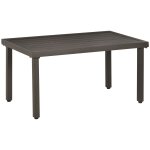 Table basse rectangulaire de jardin plateau a lattes acier marron