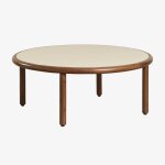Table basse ronde de jardin en bois d'acacia olivia beige semoline 80 cm