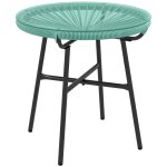 Table basse ronde de jardin r�sine verre tremp� vert turquoise