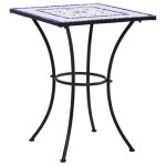 Table de bistro mosa�que bleu et blanc 60 cm c�ramique