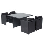 Table et chaises 4 places encastrables en r�sine noir - noir miami