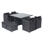 Table et chaises 8 places encastrables en r�sine noir - noir miami