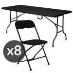 Table et chaise pliante - noir - ensemble de jardin pliable