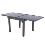 Table extensible carre en verre piazza 4 / 8 places gris anthracite