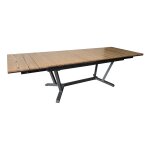Table extensible - darwin - aluminium epoxy graphite - plateau a lattes finition heat transfer chne ...