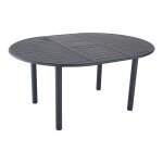 Table extensible - genes - aluminium epoxy graphite - plateau a lattes - 120 / 160 x 120 cm
