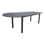 Table extensible - genes - aluminium epoxy graphite - plateau a lattes - 200 / 260 x 100 cm