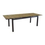 Table extensible - hivaoa - aluminium epoxy graphite - plateau a lames hpl - 180 / 240 x 90 cm