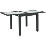 Table extensible de jardin 8 pers. m�tal anthracite verre transparent