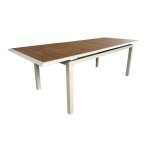 Table extensible - louisiane ii - aluminium epoxy cr�me - plateau aluminium heat look ch�ne - 187 / 247 ...
