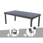 Table extensible rectangulaire alu piazza 10 / 12 places graphite + housse + 12 chaises piazza - hespride ...