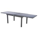 Table extensible rectangulaire en verre piazza 6 / 10 places gris anthracite