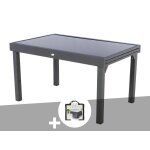 Table extensible rectangulaire en verre piazza 6 / 10 places gris anthracite + housse - hespéride Table extensible rectangulaire en verre piazza 6 / 10 places gris anthracite + housse - hespéride