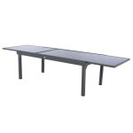 Table extensible rectangulaire en verre piazza 8 / 12 places gris anthracite Table extensible rectangulaire en verre piazza 8 / 12 places gris anthracite