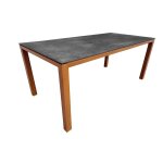 Table fixe - chaneo - aluminium epoxy ch�ne heat - plateau plein c�ramique graphite 6 mm - 180 x 90 cm ...