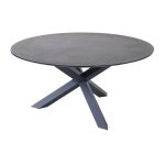 Table fixe - rotonda - aluminium epoxy graphite - plateau verre tremp 3d print look pierre - 150 cm