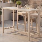 Table haute hwc - p91, table de jardin, table de bar, m�tal d'ext�rieur 105 x 130 x 65 cm cr�me