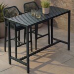 Table haute hwc - p91, table de jardin, table de bar, m�tal d'ext�rieur 105 x 130 x 65 cm verte