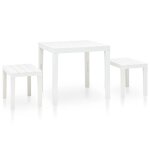 Table de jardin avec 2 bancs plastique blanc helloshop26 02 0018689