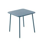Table de jardin 4 places carre en acier bleu bergam