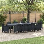 Table de jardin anthracite vidaxl 350x100x73 cm en poly rotin, table de jardin anthracite vidaxl 200x100x73 ...