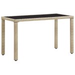 Table de jardin beige 123x60x74 cm r�sine tress�e