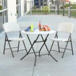 Table de jardin - bistro - pliable - hdpe - 84 cm - blanc - extrieur