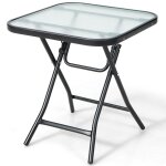 Table de jardin bistro pliante 46, 5 x 46, 5 x 42 cm en verre et acier pour intérieur extérieur patio ... Table de jardin bistro pliante 46, 5 x 46, 5 x 42 cm en verre et acier pour intérieur extérieur patio ...