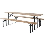Table de jardin brasserie pliante avec 2 bancs   lisbonne   - 218 x 59, 5 x 75 cm - marron