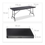 Table de jardin camping pliable 72 x 178 x 74 cm noir helloshop26 2013111