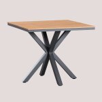 Table de jardin carr�e 90x90 cm en bois d'eucalyptus et aluminium archer gris graphite