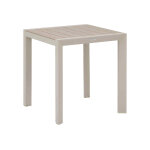 Table de jardin carr�e alu evasion 2 places effet bois lin et argile - hesp�ride