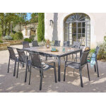 Table de jardin carr�e extensible alu evasion 8 / 10 places effet bois honey et graphite - hesp�ride