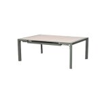 Table de jardin carr�e extensible alu evasion 8 / 10 places effet bois lin et laurier - hesp�ride