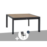 Table de jardin carr�e extensible alu evasion 8 / 10 places + 10 fauteuils piazza