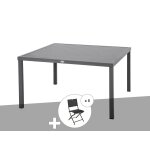 Table de jardin carre piazza 8 places graphite avec 8 chaises modula - hespride