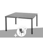 Table de jardin carr?e piazza 8 places graphite avec 8 fauteuils piazza - hesp?ride