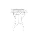 Table de jardin carre rsistante en mtal blanc