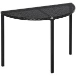 Table de jardin demi cercle r�sine tress�e 4 fils imitation rotin noir