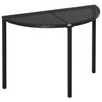 Table de jardin demi cercle r�sine tress�e 4 fils imitation rotin noir