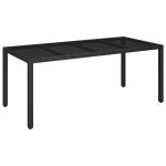 Table de jardin dessus en verre noir 190x90x75cm r�sine tress�e