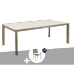 Table de jardin extensible en alu luzane argile / caf�, rallonge relevable + 12 fauteuils piazza - 12 ...