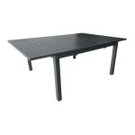 Table de jardin extensible genes 140 / 200 x 140 cm - plateau a lattes - graphite - alu Table de jardin extensible genes 140 / 200 x 140 cm - plateau a lattes - graphite - alu