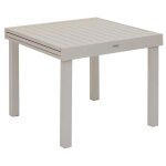 Table de jardin extensible piazza aluminium blanc argile l. 90 / 180 x l. 90 x h. 75 cm