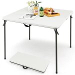 Table de jardin extrieur pliante costway, plateau en hdpe rsistant aux intempries, cadre en mtal, ...