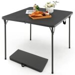 Table de jardin extrieur pliante costway, plateau en hdpe rsistant aux intempries, cadre en mtal, ...