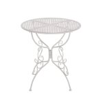 Table de jardin en fer forg diamtre Ø 70 cm blanc vieilli mdj10047